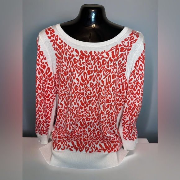 Ann Taylor Orange Leopard Sweater 3/4 Sleeves Size Small - Picture 1 of 5